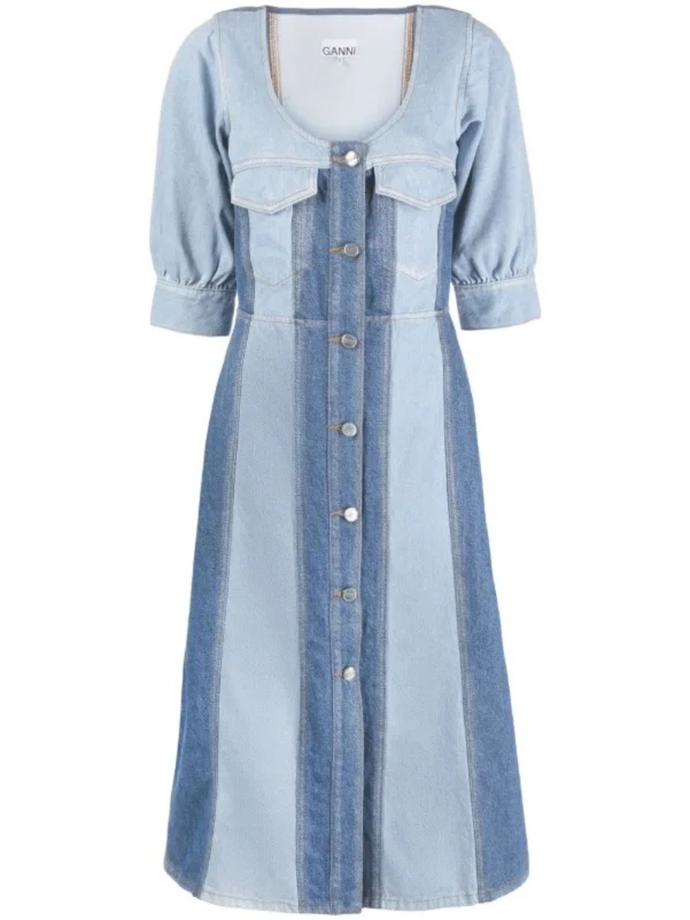 GANNI Women’s panelled midi organic cotton dress EU 48 US 18 2XL